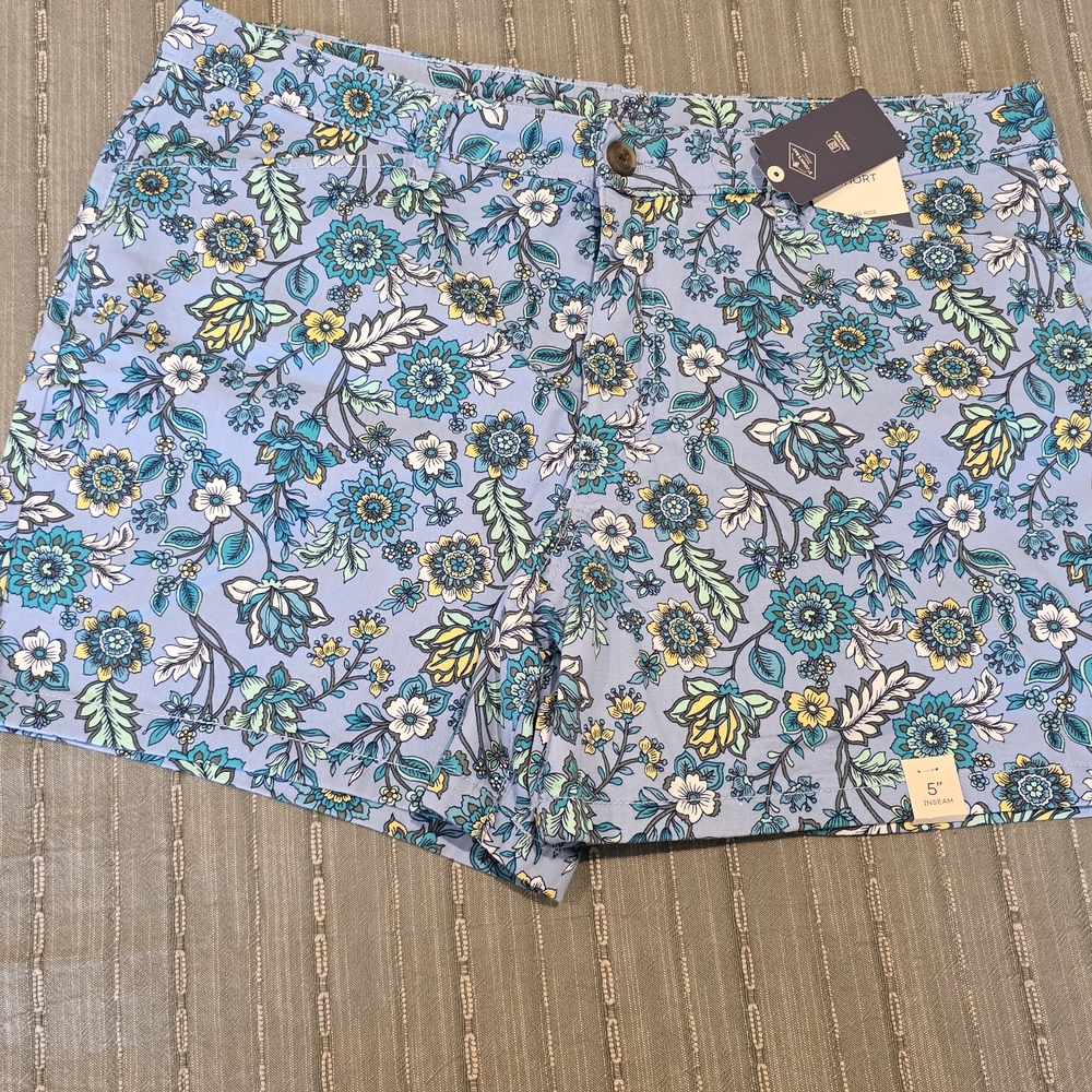 St. John's Bay Floral Women's Shorts - Blue and Yellow